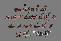 Qadar woh hoti hay kisi ki mojodgi may baad may pachtawa